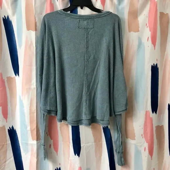 NWOT We the Free / Free People Microphone Drop Thermal Top Silver Pine Size XS - Picture 9 of 12